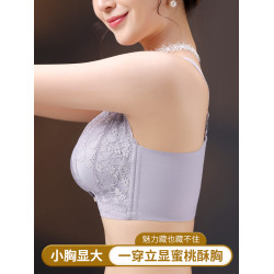 內衣女小胸聚攏4CM加厚手掌杯無鋼圈平胸無磁專用顯大不空杯文胸