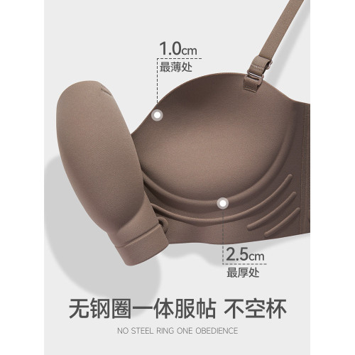 貓人內衣女小胸聚攏顯大防下垂無鋼圈收副乳半杯無肩帶無痕文胸罩