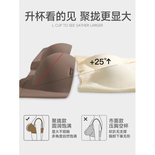 貓人內衣女小胸聚攏顯大防下垂無鋼圈收副乳半杯無肩帶無痕文胸罩