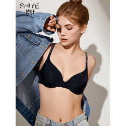 詩葉夏季無痕內衣女大胸顯小胸聚攏防下垂收副乳薄款運動文胸套裝