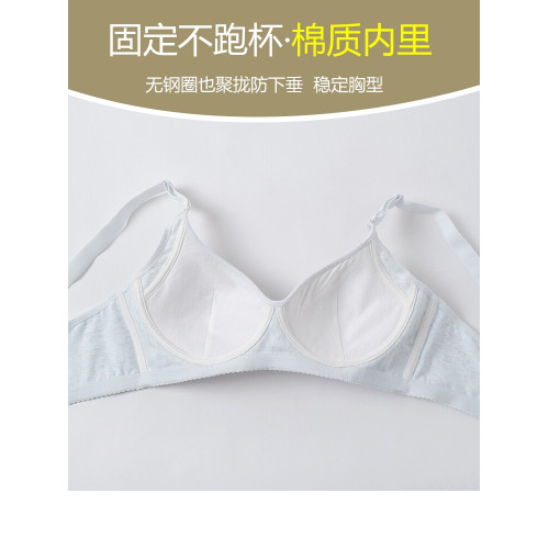 中老年純棉胸罩 無鋼圈薄海綿一體杯不跑杯後釦文胸媽媽內衣