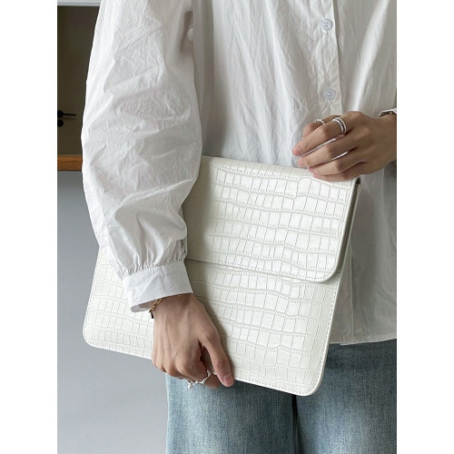 電腦內膽包14寸皮革鱷魚紋適用蘋果筆電MacBookAir/Pro13英寸保護套2024新款M3簡約聯想小新華爲電腦包16女