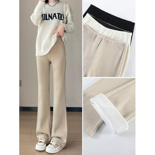 加絨加厚雪尼爾微喇褲女秋冬2026新款彈力高腰顯瘦垂感休閒喇叭褲