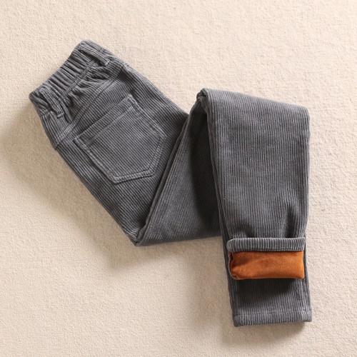 順訢燈芯絨休閒褲秋冬高腰大碼女褲衛褲松緊腰加絨條絨褲長褲外穿