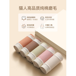 貓人內褲女生純棉抗菌襠2025新款透氣中腰無痕磨毛女士三角短褲頭