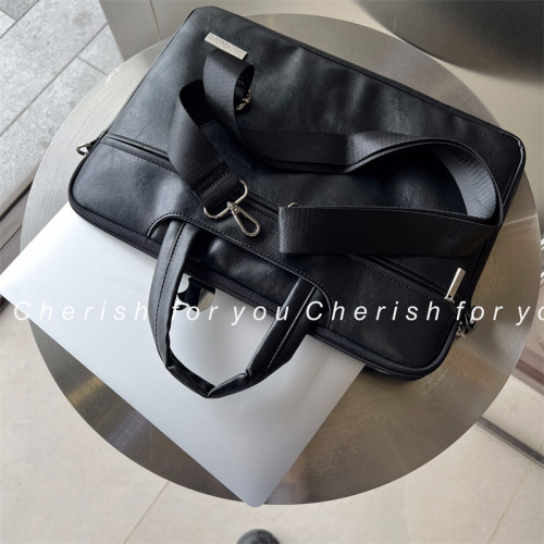 筆記型電腦包加厚防震防水手提PU多功能斜背電腦保護套適用於華爲小米macbook電腦收納包