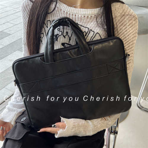 筆記型電腦包加厚防震防水手提PU多功能斜背電腦保護套適用於華爲小米macbook電腦收納包