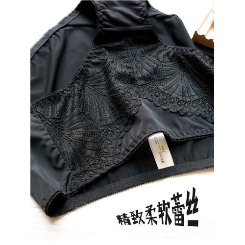 黑色品牌女士田園風蕾絲牛奶絲內褲中腰速乾舒適冰絲爆款三角短褲
