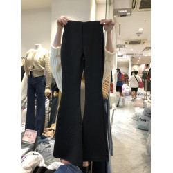 韓國東大門22秋冬新款氣質復古時尚氣質松緊高腰休閒微喇叭長褲女