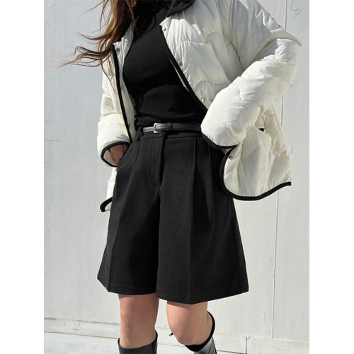 灰色毛呢短褲女秋冬季2025新款爆款潮小個子外穿加厚a字版五分褲