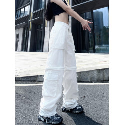 美式可拆卸vibe風街舞工裝休閒褲女男寬鬆嘻哈高街hiphop直筒濶腿