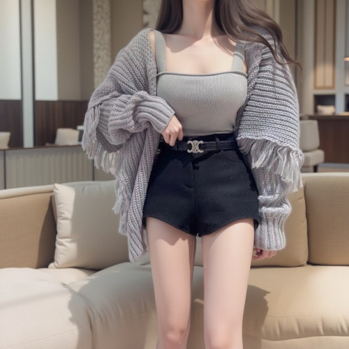 短褲女秋冬款外穿冬季2024新款爆款毛呢加厚氣質高腰濶腿a字靴褲