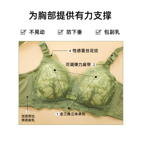 千靈美薄款內衣女大胸顯小聚攏上托文胸大碼收副乳胸罩無鋼圈胖MM