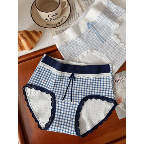 復古撞色格子A類純棉大碼內褲女10A抗菌加長襠2026新款胖MM三角褲