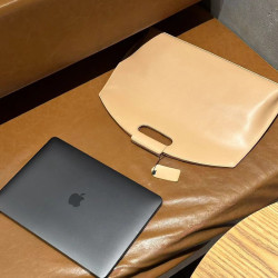 jackspark早八通勤包大容量手提包上班族女防水高級感適用華爲14寸筆記型電腦包真皮女士公文包公務員商務包