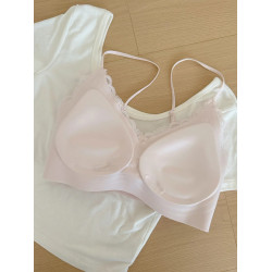 無痕內衣女小胸聚攏蕾絲夏季薄款無鋼圈美背心式細肩帶少女文胸罩