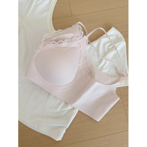 無痕內衣女小胸聚攏蕾絲夏季薄款無鋼圈美背心式細肩帶少女文胸罩 無痕內衣女小胸聚攏蕾絲夏季薄款無鋼圈美背心式細肩帶少女文胸罩