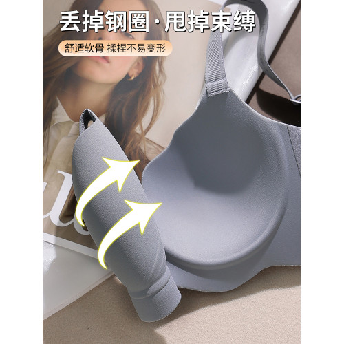 大胸顯小胸內衣女聚攏上托收副乳防下垂無痕薄款大碼無鋼圈文胸罩