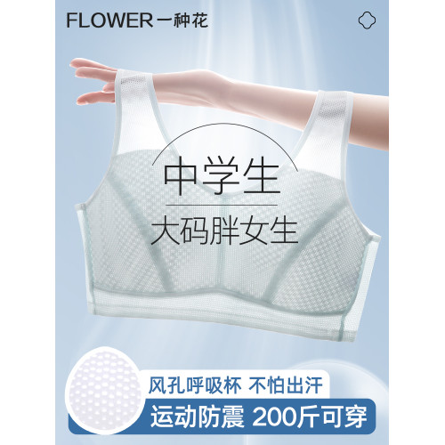 胖女孩發育期加大碼初高中學生內衣女大胸顯小純棉夏薄款少女文胸