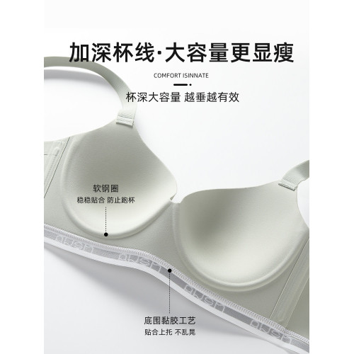 無痕內衣女夏季薄款大胸顯小收副乳防下垂大碼運動防震塑形文胸