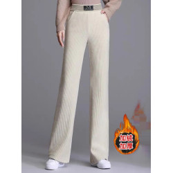 冬季褲子新款爆款2024寬鬆顯瘦加絨加厚百搭褲子松緊腰媽媽長褲女