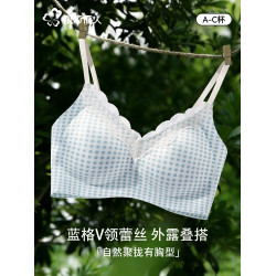 都市麗人碎花內衣女小胸聚攏蕾絲邊甜美少女風無鋼圈軟支撐文胸罩