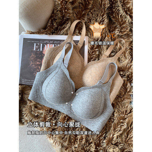 秋冬肌理感保暖磨毛內衣女無痕小胸聚攏無鋼圈防下垂收副乳文胸罩 秋冬肌理感保暖磨毛內衣女無痕小胸聚攏無鋼圈防下垂收副乳文胸罩