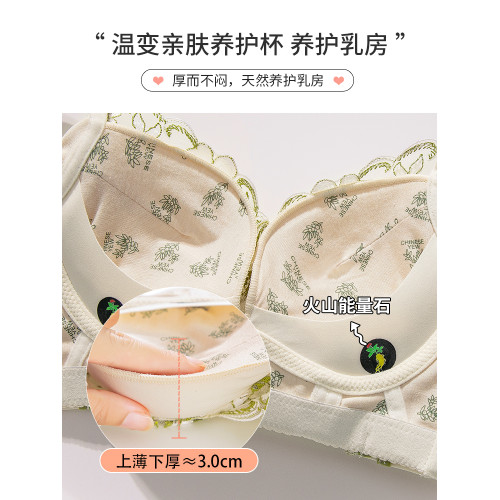 本命年文胸套裝小胸聚攏厚款收副乳無鋼圈加厚刺綉紅色內衣套裝