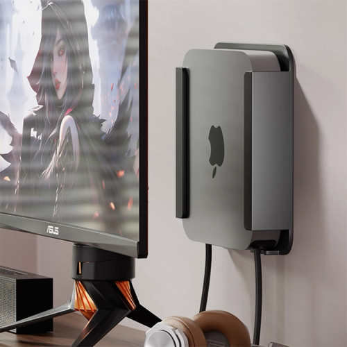 適用蘋果Mac mini m2 m1 intel壁掛支架桌下主機牆面金屬顯示器後