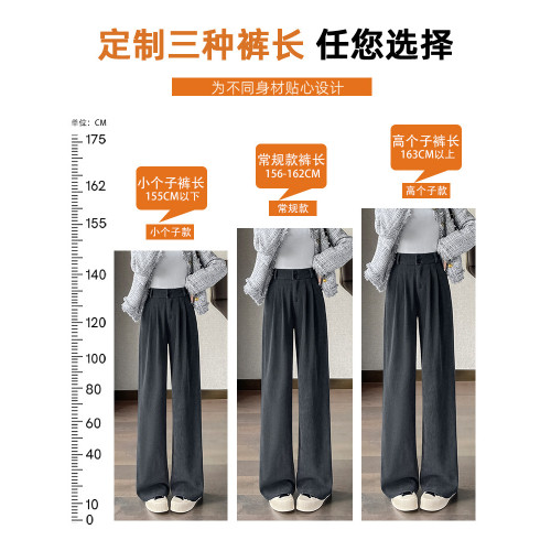 灰色西裝褲女2025春秋新款燈芯絨褲子寬鬆休閒高腰小個子濶腿長褲