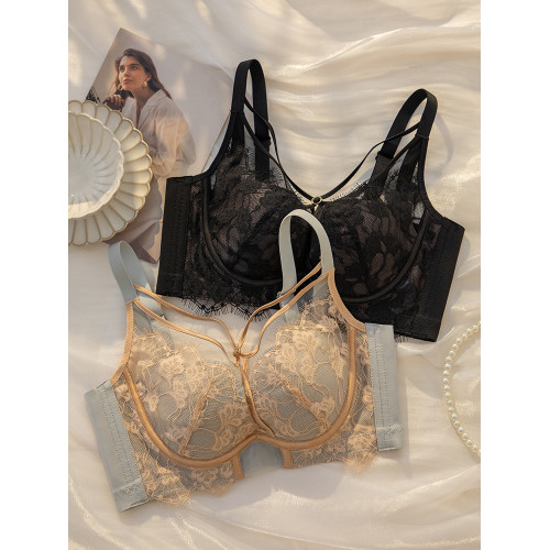 內衣女大胸顯小瘦調整型聚攏夏季薄款軟鋼圈收副乳防下垂文胸套裝