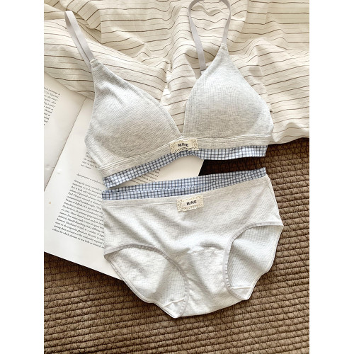 薄款舒適三角杯內衣少女學生大胸顯小無鋼圈文胸罩套裝韓系運動風