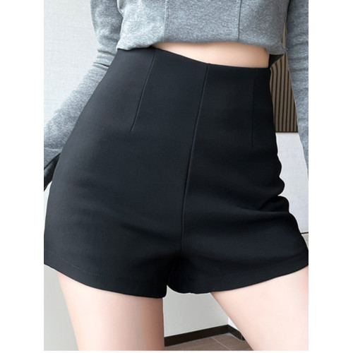 下衣失蹤辣妹黑色熱褲女冬外穿大碼高腰遮胯顯瘦胖mm彈力西裝短褲
