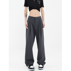 KEN STUDIO春夏新款黑色西裝褲女垂感顯瘦褲休閒褲直筒褲西褲褲子