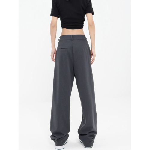 KEN STUDIO春夏新款黑色西裝褲女垂感顯瘦褲休閒褲直筒褲西褲褲子