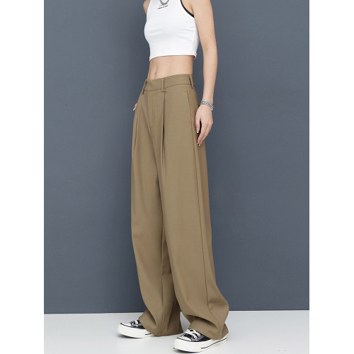 KEN STUDIO春夏新款黑色西裝褲女垂感顯瘦褲休閒褲直筒褲西褲褲子