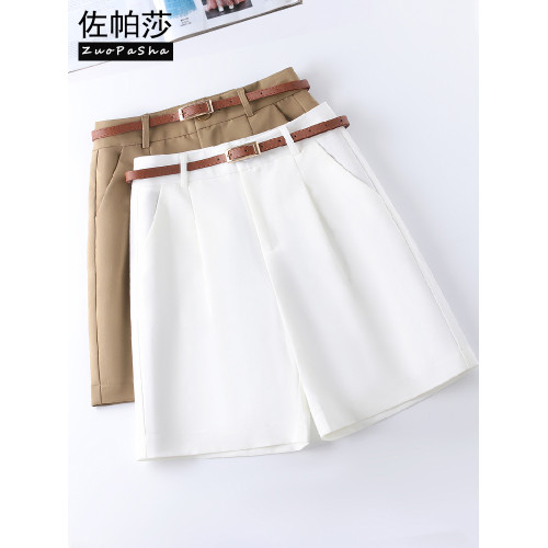 西裝短褲女夏季薄款2026新款高腰寬鬆四分濶腿褲休閒直筒五分中褲