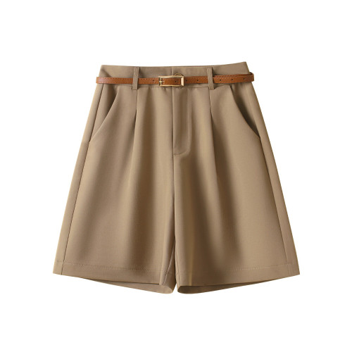 西裝短褲女夏季薄款2026新款高腰寬鬆四分濶腿褲休閒直筒五分中褲