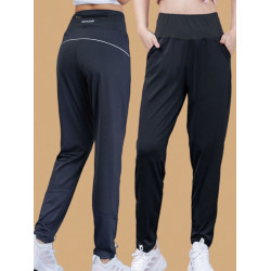 後腰拉鍊袋運動長褲女加絨高腰速乾春秋薄款跑步健身寬鬆休閒褲子