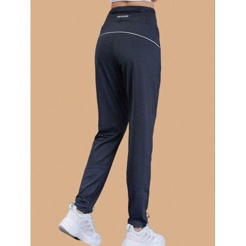 後腰拉鍊袋運動長褲女加絨高腰速乾春秋薄款跑步健身寬鬆休閒褲子