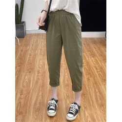 純棉春夏薄款蘿蔔哈倫褲子女小個子寬鬆顯瘦休閒直筒九分褲老爹褲