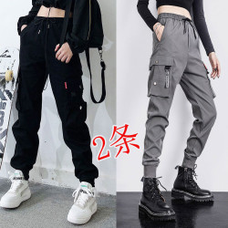 2件裝】休閒百搭顯瘦工裝褲女大碼九分褲春秋季中學生運動褲ins潮