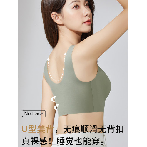 同款無尺碼小奶皮無痕隱形內衣女美背心式運動大胸顯小大碼文胸罩