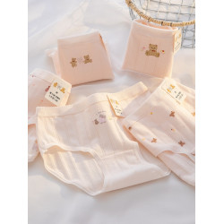 女士內褲純棉抗菌襠A類嬰兒棉少女學生可愛卡通小熊中腰三角褲頭