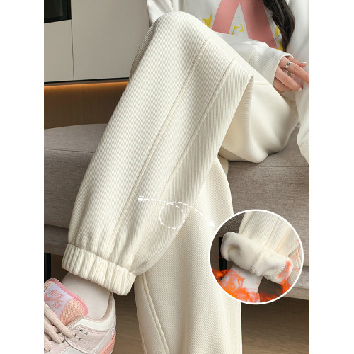 加絨加厚哈倫香蕉褲女2025秋冬休閒梨型身材衛褲高腰直筒束腳褲子