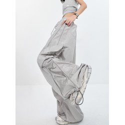 KEN STUDIO夏秋新款美式辣妹爵士舞褲子傘兵速乾薄款灰色工裝褲女