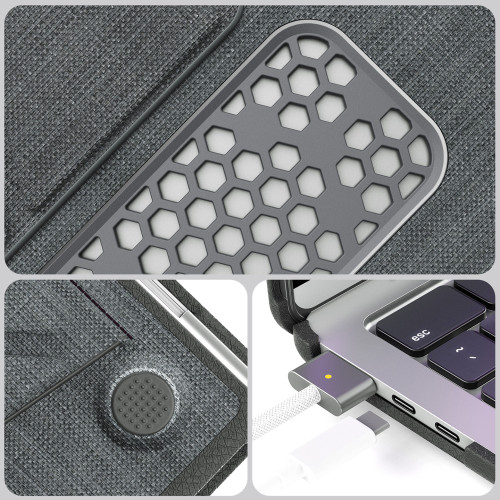 適合macbook air 15寸保護殼m3布藝外殼帶磁吸可隱藏支架蘋果電腦保護套Pro13寸13.6寸A3113 A2918純色防滑