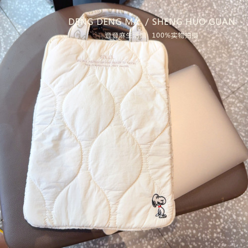 日系新款史努狗狗卡通電腦包可攜式簡約手提ipad包夾棉平板電腦保護包