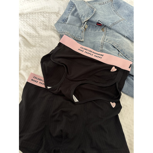 【情侶款】笑臉愛心情侶內褲一男一女舒適包臀透氣中腰三角褲短褲