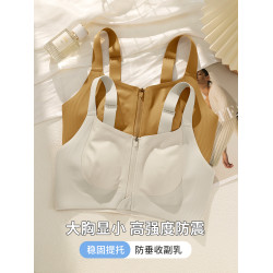 前拉鍊運動內衣女防震防下垂大胸顯小束胸無痕收副乳大碼背心文胸